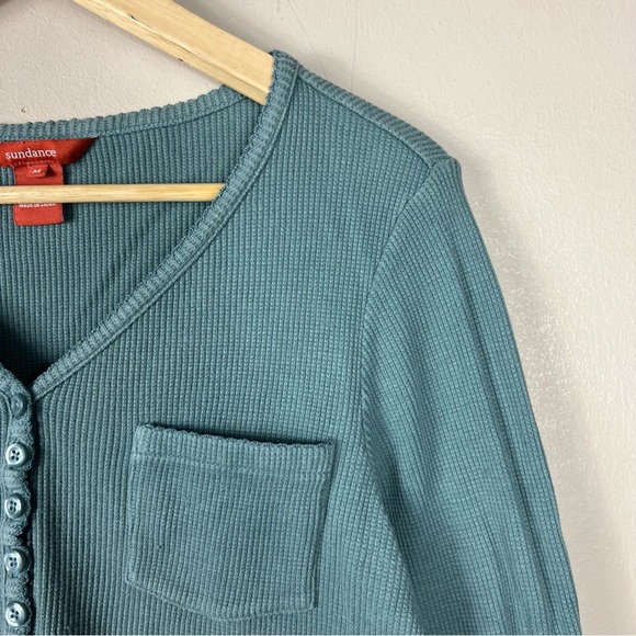 Sundance Quarter Button Ribbed Henley Long Sleeve Top - Picture 3 of 5